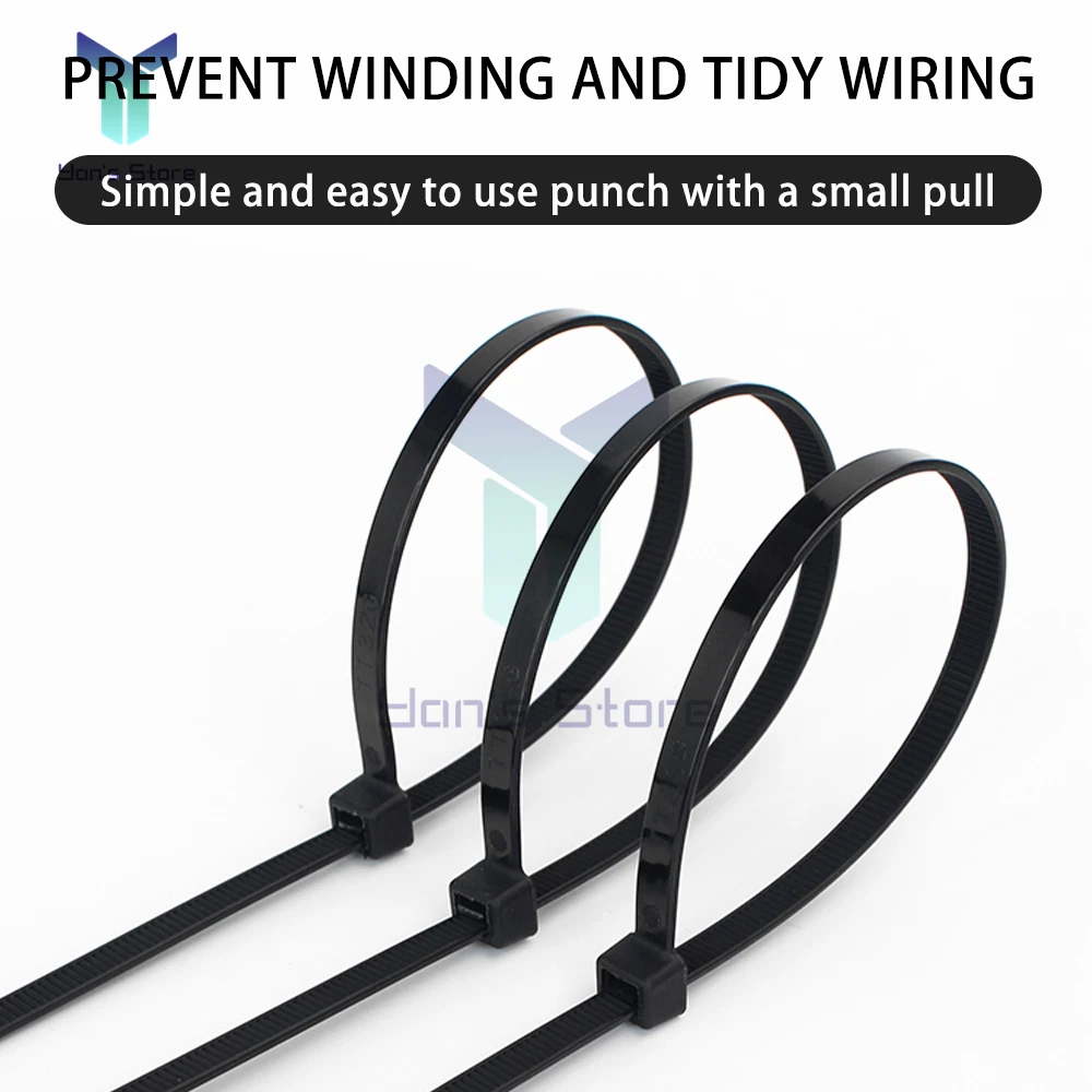 Tự Khóa Nhựa Nylon Thắt 100 PCS Đen 10Cm 15Cm 20Cm Thắt Cách Đi Vòng Khóa Kéo đeo Dây Nylon Buộc Bộ
