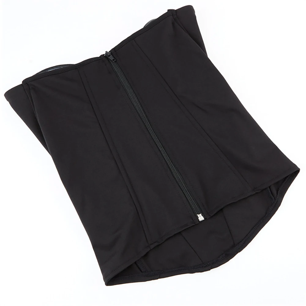

Black Breathable Satin Overbust Corset Top Women Zipper Waist Bustier Sexy Body Shaper Lingerie Female Long Torso Corselet Mujer