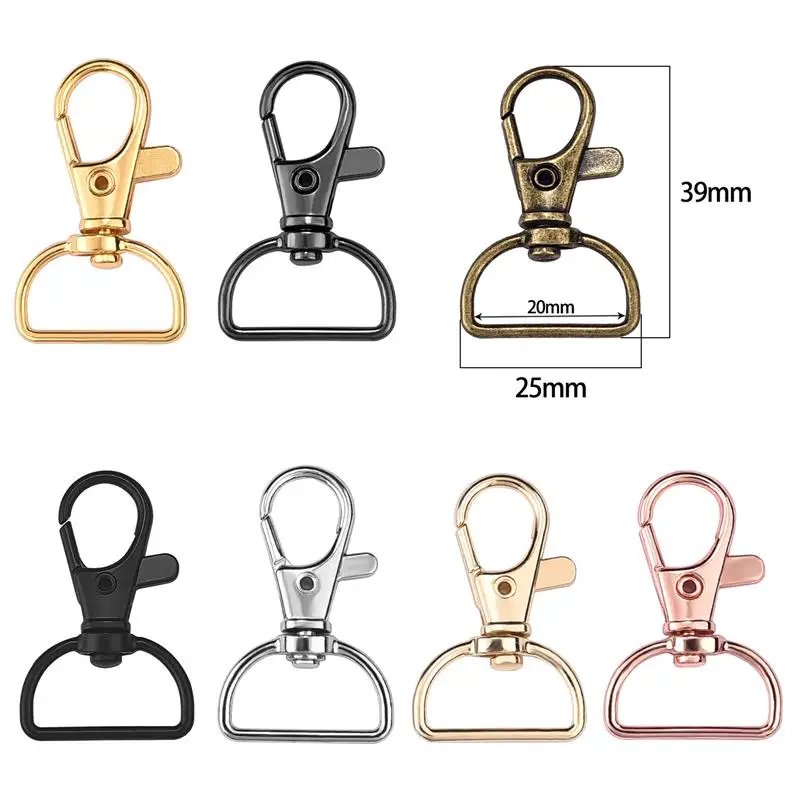 5Pcs Swivel Clasps with D Rings Lanyard Snap Hooks Keychain Clip Hook Metal Lobster Claw Clasps for Key Rings Crafting Sewing