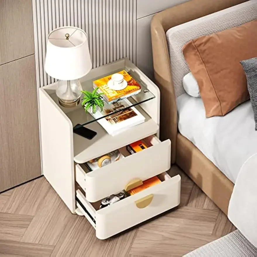 [وصول جديد، اشتر الآن! ]مجموعة منضدة ليلية حديثة مكونة من 2، حامل ليلي بدرجين مع مساحة تخزين مفتوحة، جانب سرير خشبي سهل التجميع