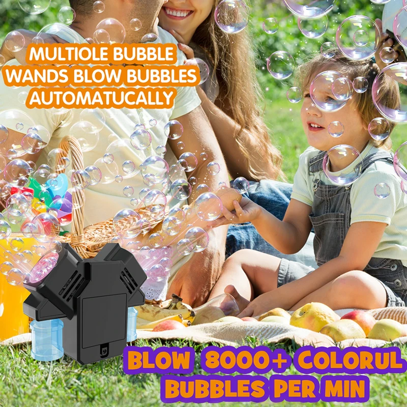 Con acqua a bolle da 100 ml Macchina per bolle a doppia testa Giocattolo Giocattolo da esterno per bambini Gioco Regalo interattivo per festival di macchine per bolle