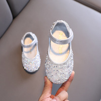 Autumn Girls Rhinestone Leather Shoes 2022 Spring Pearl Bow Princess Shoes Soft Children Baby Toddler Single Shoes G06