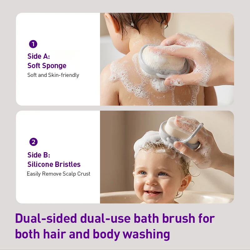 Philips Avent Baby Washing Massage Dual-purpose Brush Mist Gray Soft Silicone Bath Brush for 0-12 Years Kids