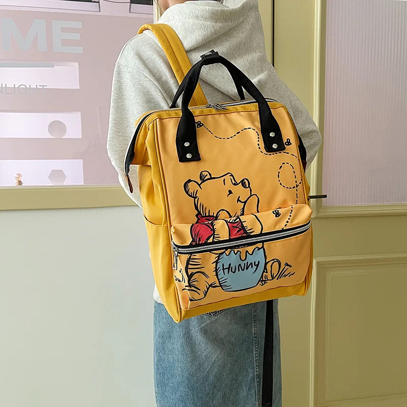 38cm Disney Winnie The Pooh Backpack Anime Large Capacity Travel Mommy Bag Women\'S Backpack Knapsack Cartoon Kids Schoolbag Gift