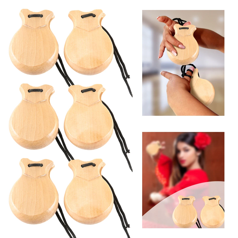 Castañuelas Españolas para Danza Flamenca con Cuerda, Instrumentos Musicales de Percusión de Madera, Ergonómicas para Adultos y Niños