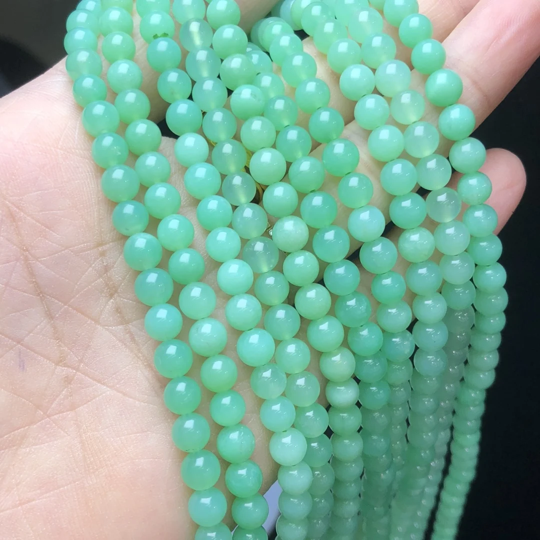 

1 Pc Natural Green Gem Chrysoprase Bracelet 5MM Round Beads 3 Loops Reiki Healing Stone Fashion Jewelry Gift For Women Men