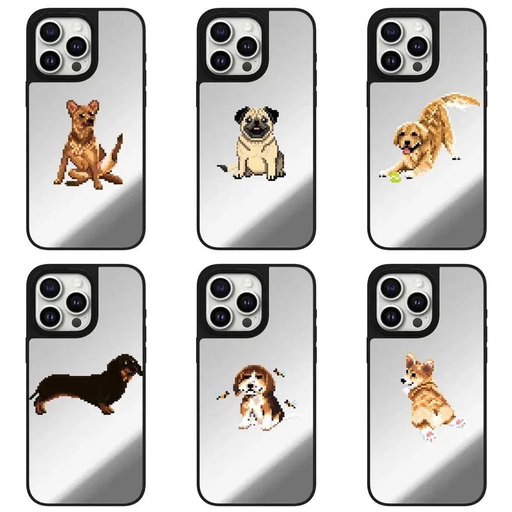 Welpen Hund Spiegel Magnetische Handyhülle für IPhone 11 12 13 14 15 16 Pro Max Hülle für IPhone 16 Pro Max