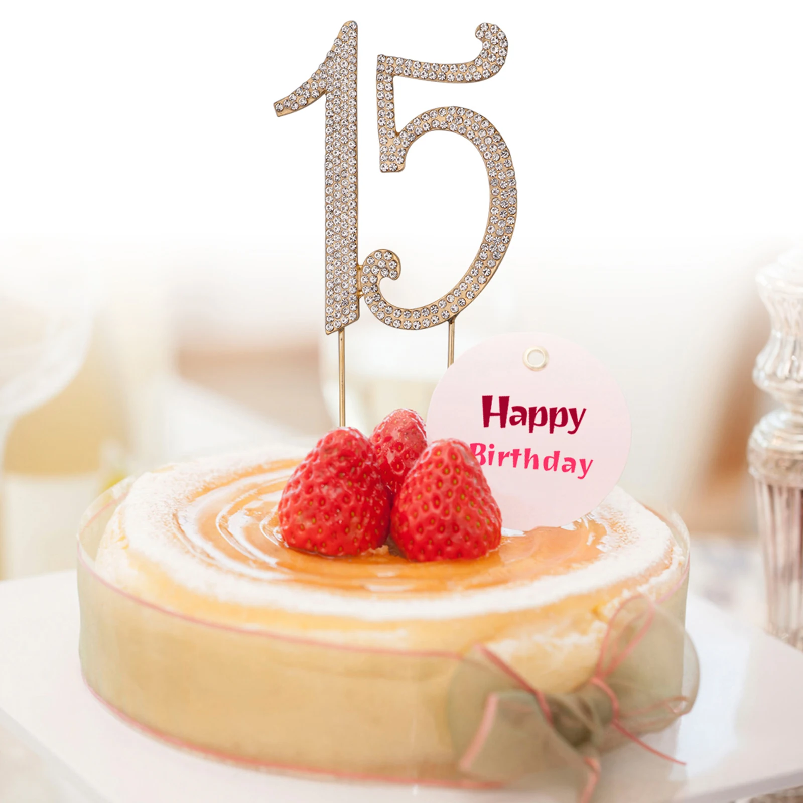 

Number 15 Cake Decorate Insert Rhinestones Topper Cupcake Toppers Birthday Decorations Wedding Party Decoration Supplies