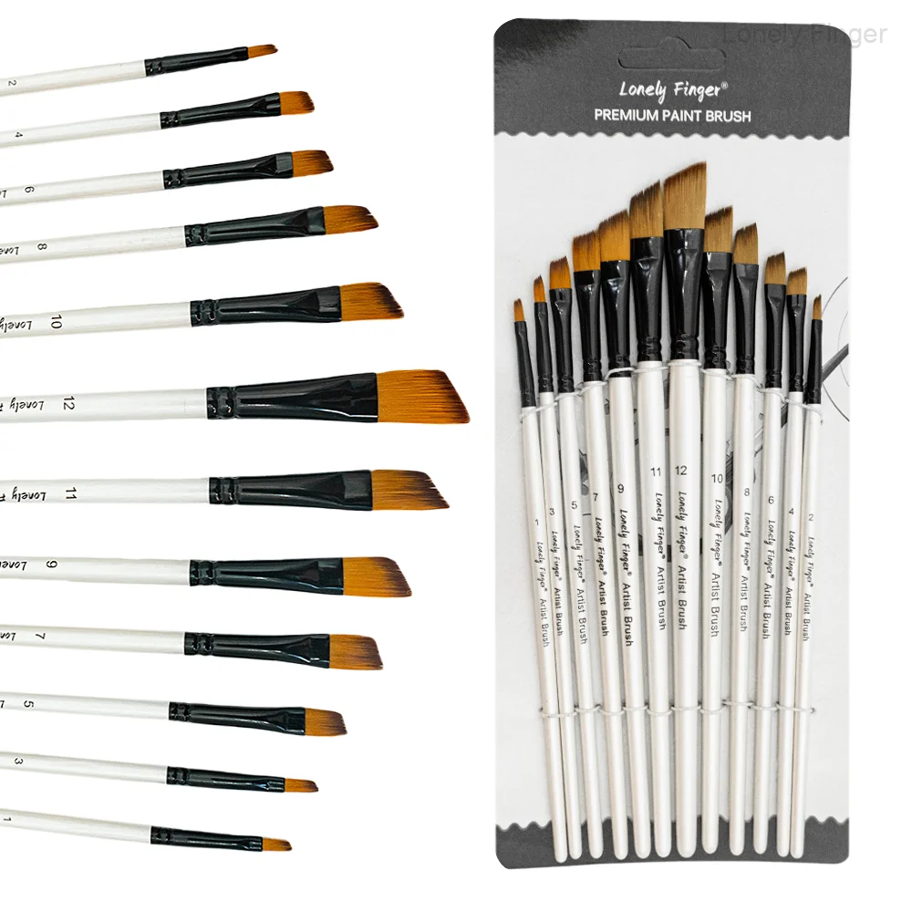 

Artist Watercolor Paint Brushes, Angular Pointed Tip Paint Brushes Set, 12pcs Paint Brush for Watercolor, Acrylics, Ink, GouAcry