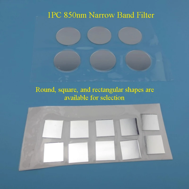 1PC 850nm IR Infrared Filter Narrow Bandpass Filter Lens Round Center Half Bandwidth 30nm Invisible Light Pass Transmittance 86%