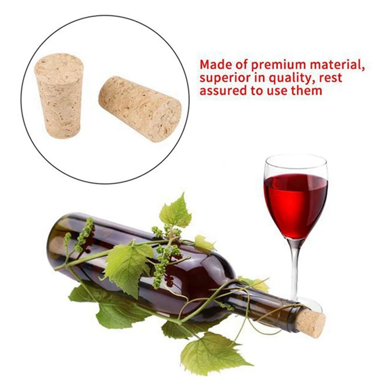 500Pcs Tapered Wine Cork Reusable Wood Corks Creative Portable Sealing Wine Stopper Wine Bottle Cover For Bottles Wine