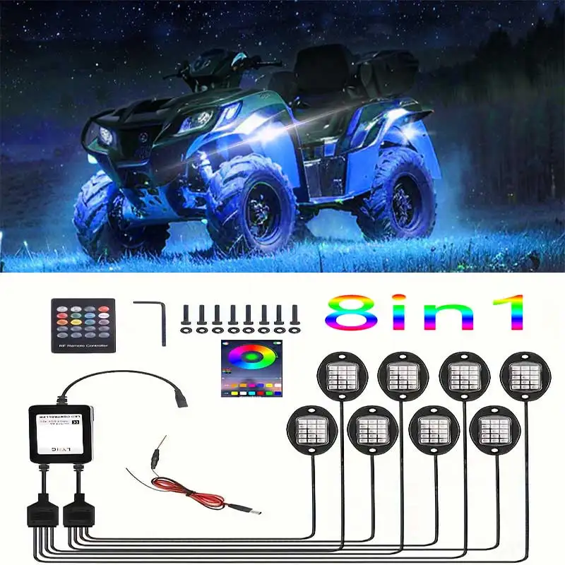 

8-капельные обновленные светодиодные рок-фонари из металлического сплава и 8-капельные светодиодные рок-фонари из сплава R+ для гольф-каров, грузовиков, автомобилей, внедорожников, квадроциклов, Dream Co