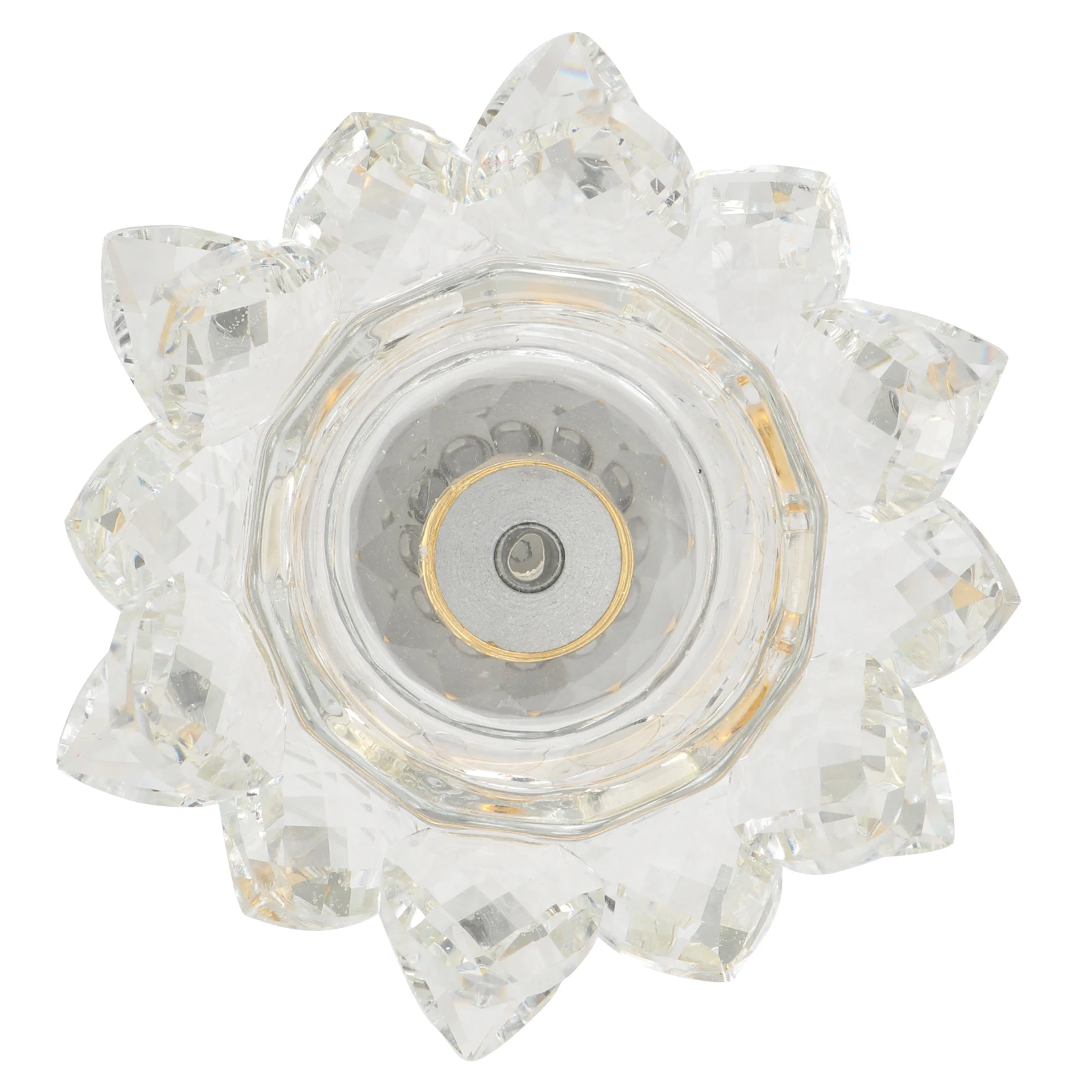 

1Pcs Delicate Crystal Lotus Candleholder Beautiful Workmanship Candlestick Decor for Living Room Bookshelf Dining Table Office