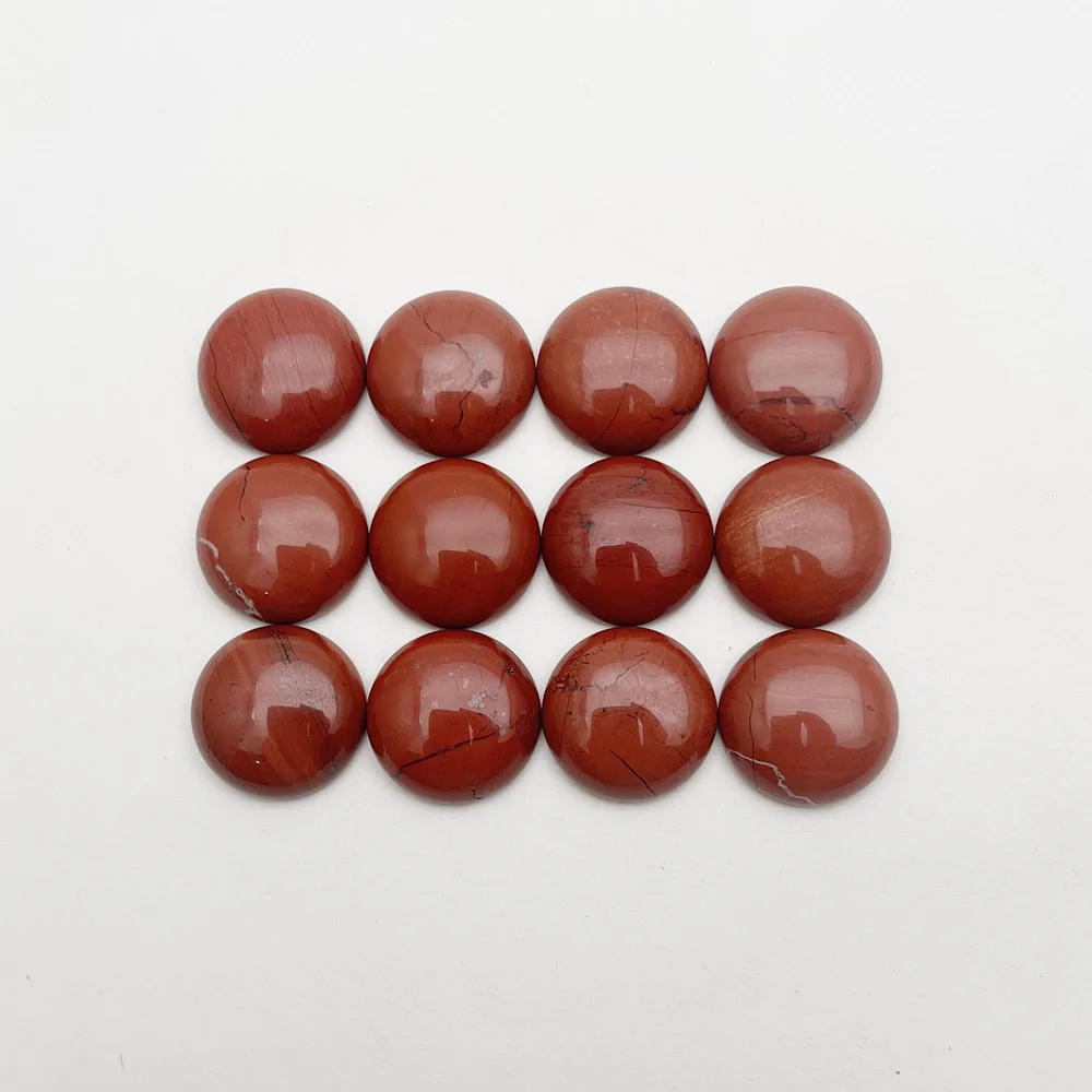 fashion good quality 12Pc Red Jasper natural gem stone round charm 20mm cabochon beads for jewelry Ring diy accessories no hole