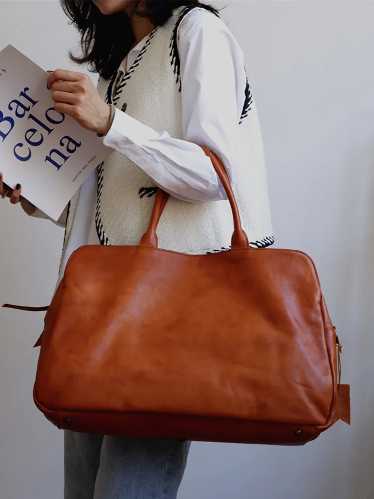 Borse da donna in vera pelle Pelle bovina Borsa da viaggio per laptop da donna di grande capacità Valigetta da lavoro Borse a tracolla per bagagli