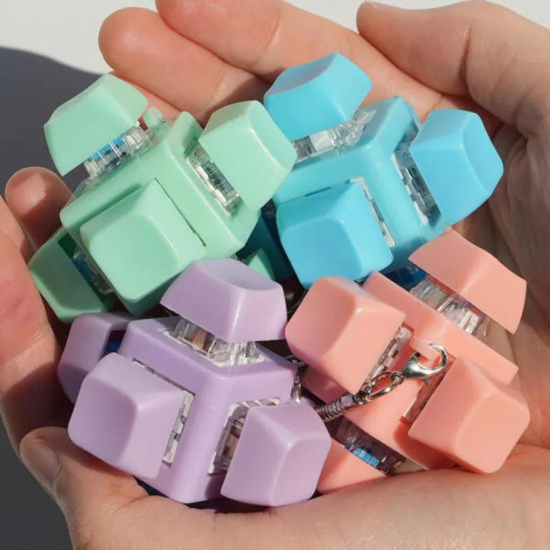 Six Sided Fidget Clicker Keychain - Keyboard Button Sensory Toy Portable Anti-Anxiety Stress Relief Fidget Toy Bag Keyring