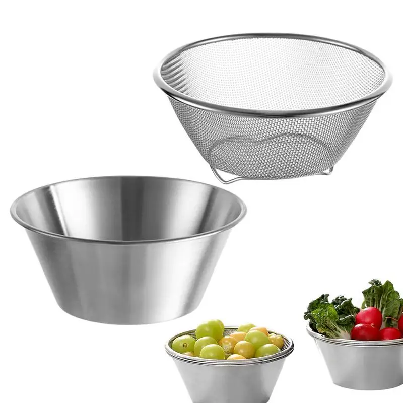 Stainless Steel Rice Washing Bowl Safe Durable Rice Washer Strainer Bowl Stainless Steel Washing Filter For Cooking Sifter