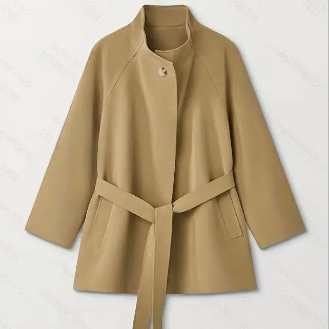 

Windbreaker 2025 autumn British new casual loose stand-up collar premium medium and long coat niche