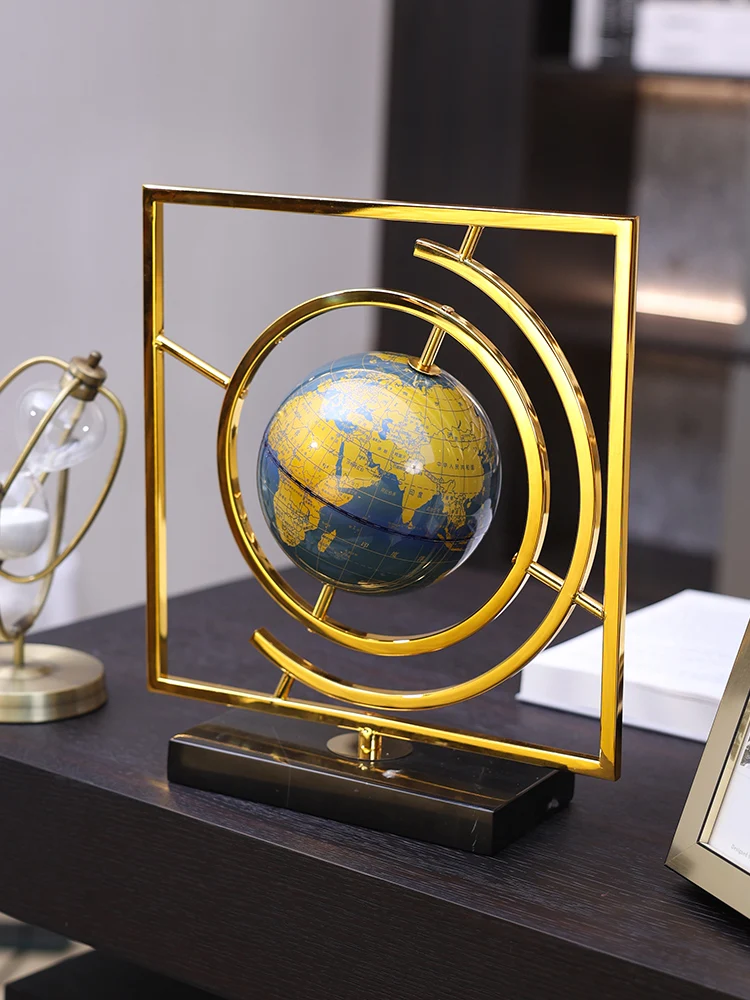 

Luxury Metal Rotating Globe World Map Bookcase Study Decoration Electroplating Golden Globe Crafts Living Room Office Decoration