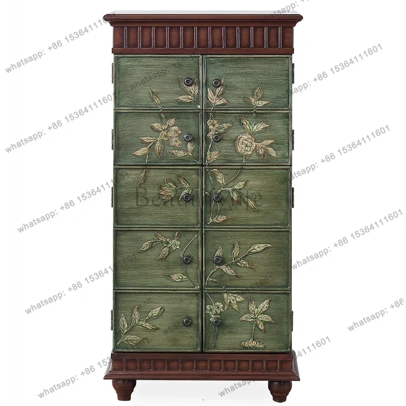 YJ American small foyer entrance cabinet entrance corridor small apartment decorative cabinet retro painted dining side cabinet
