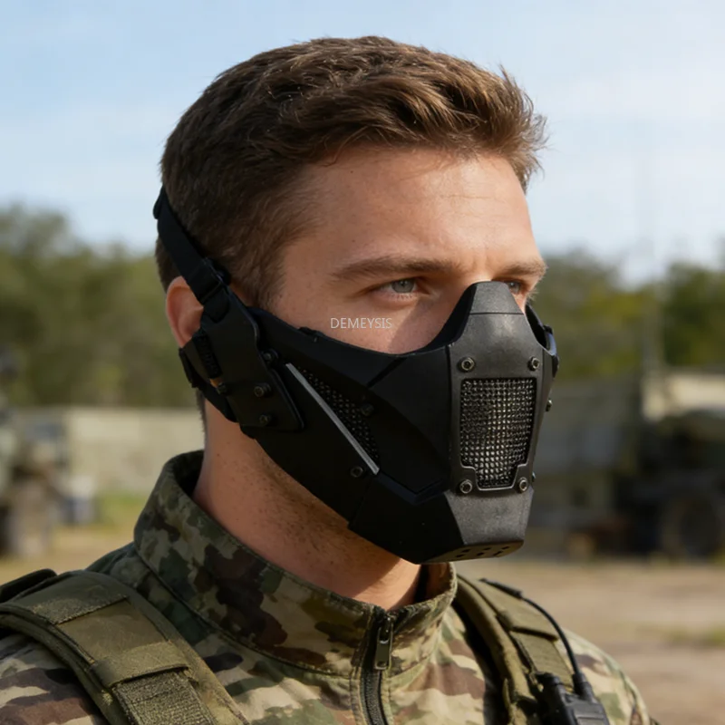 Airsoft Half Face Mask Outdoor Face Protection Module Helmet Mount Shooting Paintball Masks Head Wearing Tactical Hunting Mask