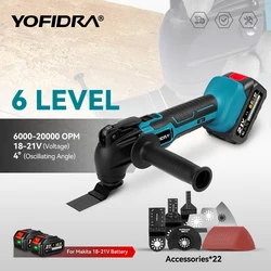 YOFIDRA Oscillating Multi Function Tool Electric Saw Trimmer Shovel Cutting Machine For Makita 21V Battery Pin woodworking Tool