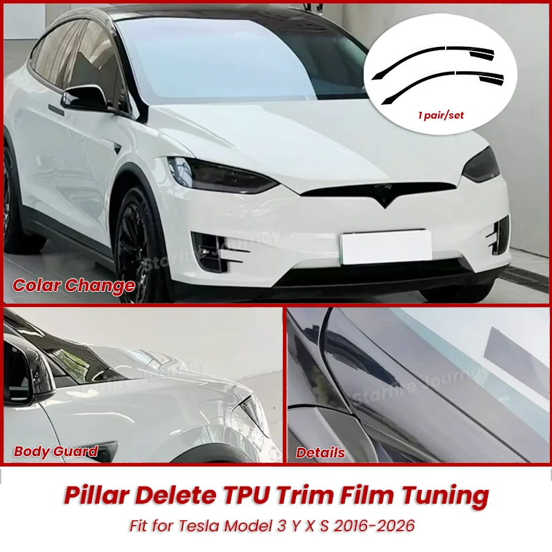 Car Pillar Blackout Trim For Tesla Model 3 Y X S Floating Roof Wrapping Film Strip Trim Model 3 Y Hidden Windows Accessories