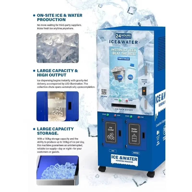 Customize Mobile Ice Cube Vending Machine with Bag Outdoor Commercial Purified Water Ice Cube Maker Vending Machine for Sale