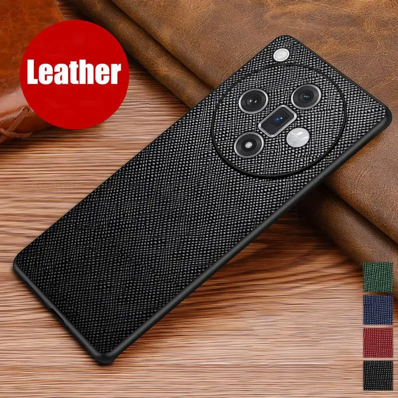 

For Oppo Find X7 Ultra 5G Cross Leather Shockproof Phone Case For Find X7 Pro Soft Bumper Protective Cover For Find X6 X5 X7 Pro