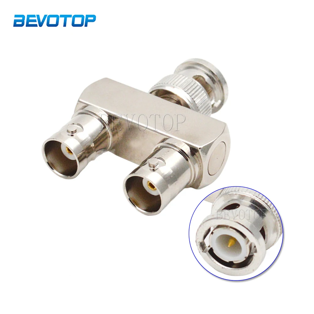 

1Pcs BNC Male Plug to 2x BNC Female Jack Y Splitter 50 Ohm RF Adapter Connector Coaxial High Quanlity Brass Nickel Plated