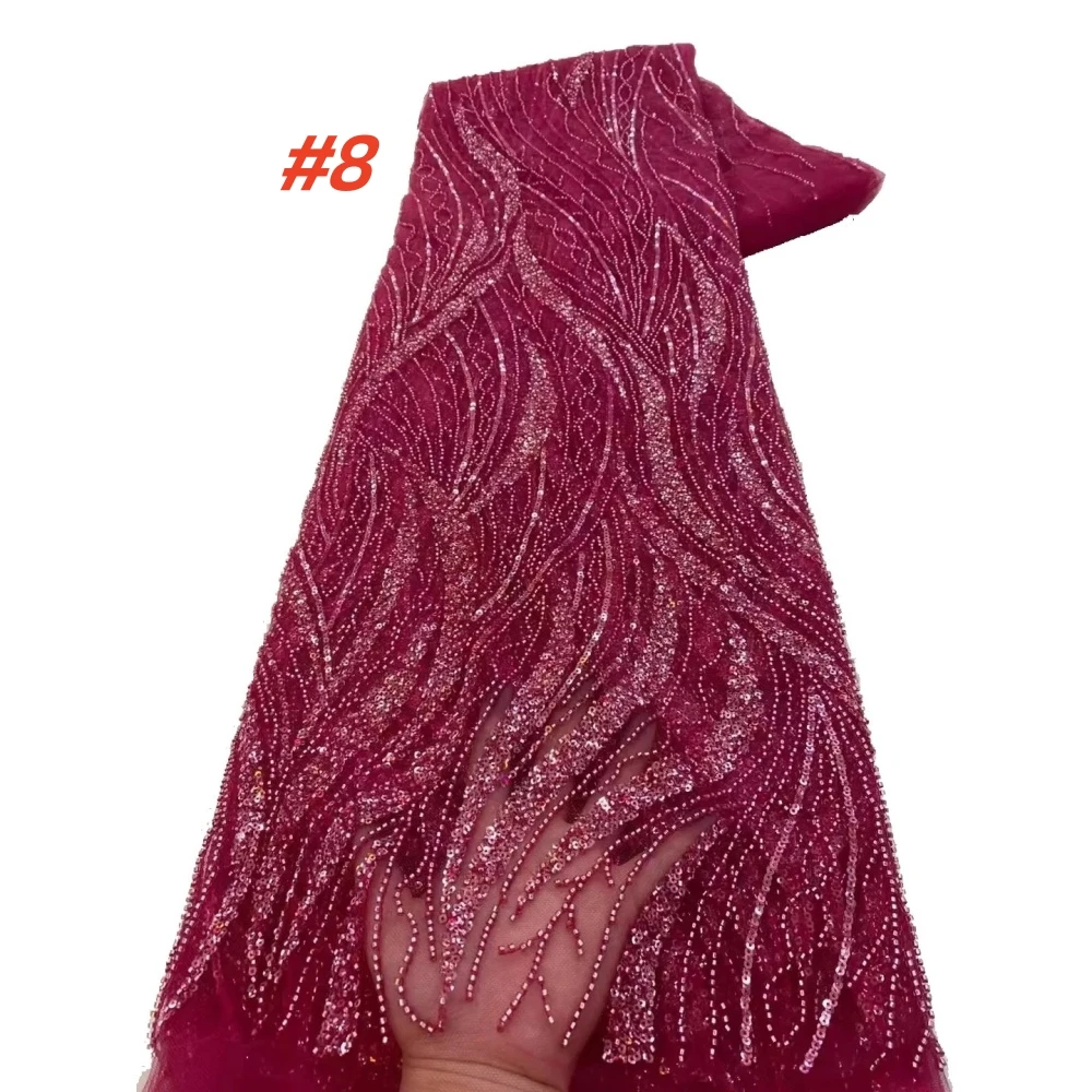 Tessuti di pizzo da sposa nigeriano con perline di lusso africano 2025 Tessuto di pizzo francese con paillettes di alta qualità per abiti nigeriani