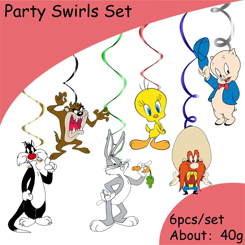 Looney Tunes Theme Birthday party decortaions Disposable Tableware Set Paper Plate Cups Sticker Straws Party Supplies Napkins