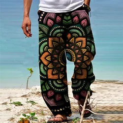 Sommer Herren Retro-Elemente lässige Hose mit weitem Bein 3d gedruckt Hawaii Baggy Beach Pants Mode Hose mit weitem Bein