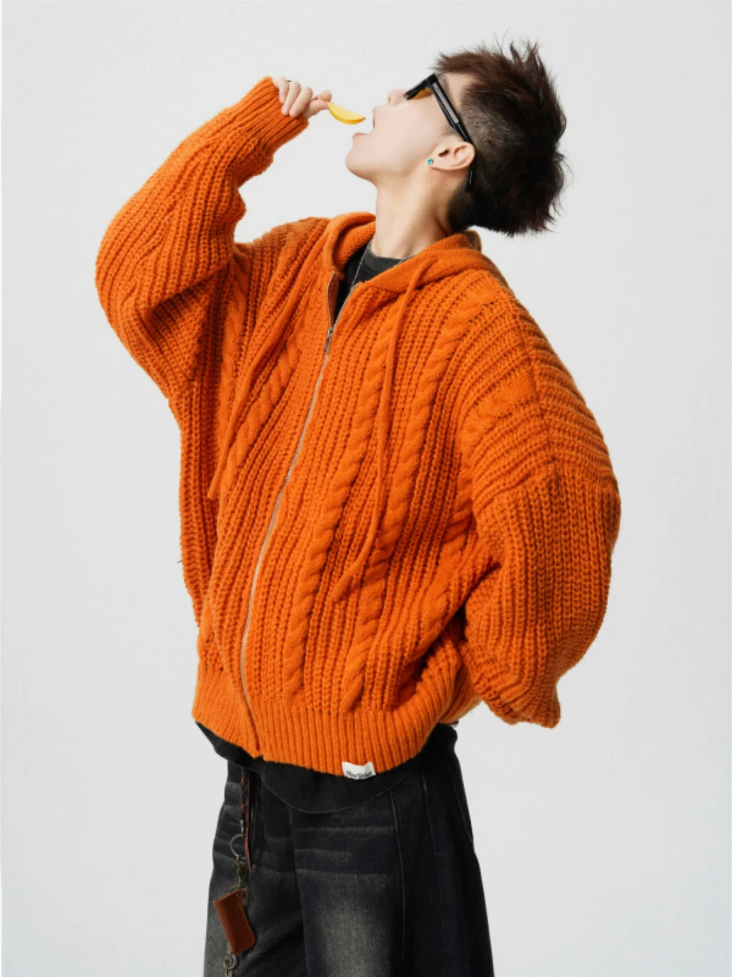 

American Sle Lazy Sle Loose Knitted Cardigan Coat for Men with Hat Autumn Winter Faionable Men's Clothing Soft Comfortable