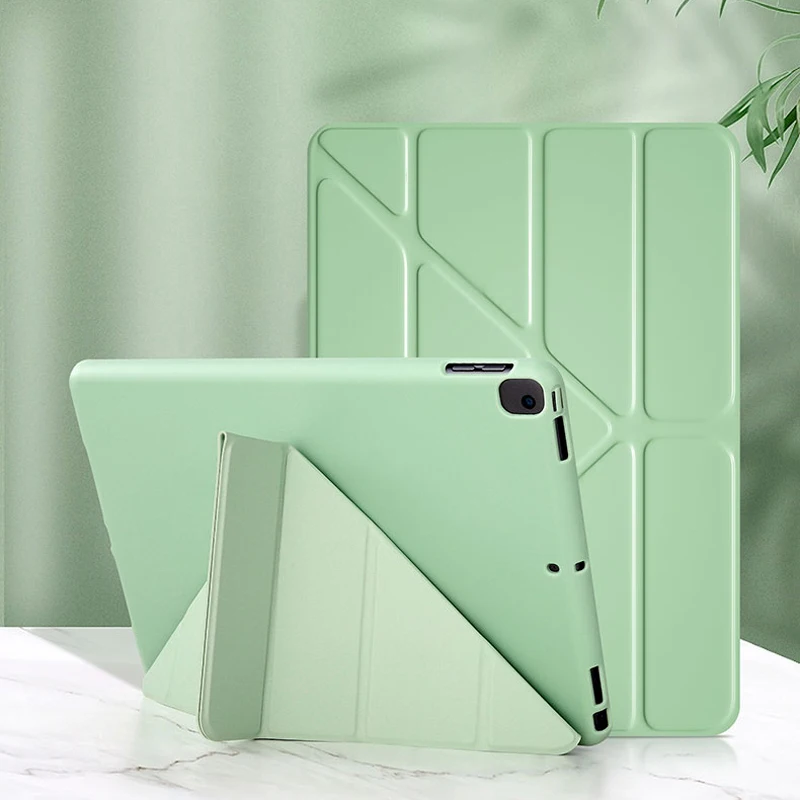 For iPad Case Air Pro MINI 3 4 5 6 7 8 9 10th Generation 11 12.9 13 inch Y-fold Leather Sleeve Stand Auto Sleep Wake Shockproof