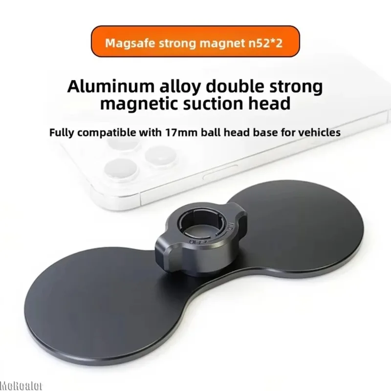 17mm Dual Ball Head MagSafe Magnetic Car Phone Holder ABS Base Strong Magnet Navigation Mount