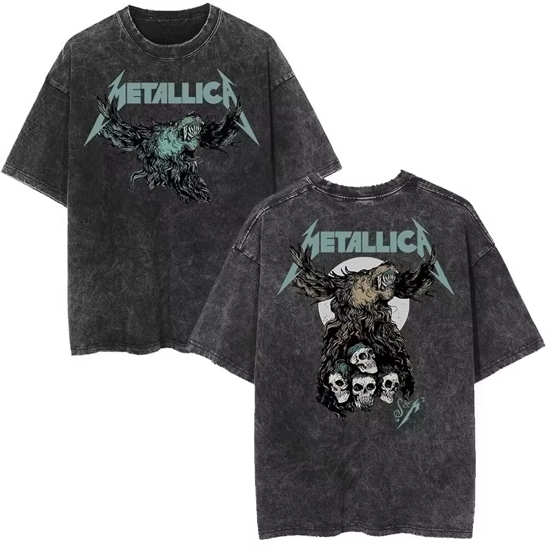 2026 Sommer Seltenes Metallica Rock Band Vintage Washed T-Shirt – Retro High-End Luxus für Damen und Herren Y2K T-Shirts – Detail 14