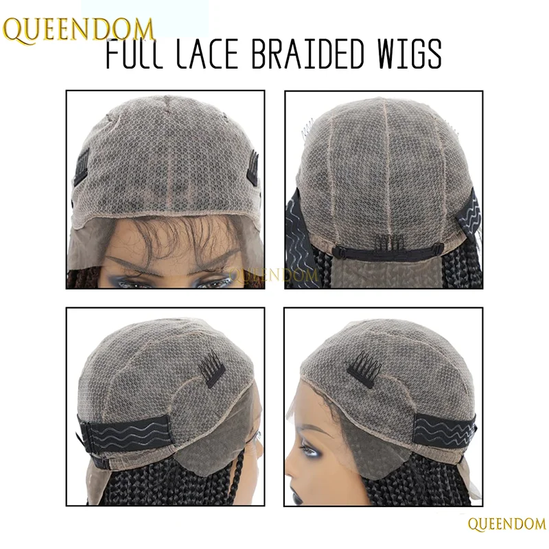 36 "الاصطناعية كامل الدانتيل الجبهة الباروكات مع شعر الطفل Knotless صندوق Cornrows شعر مستعار مضفر للنساء السود الضفائر شعر مستعار أفريقي