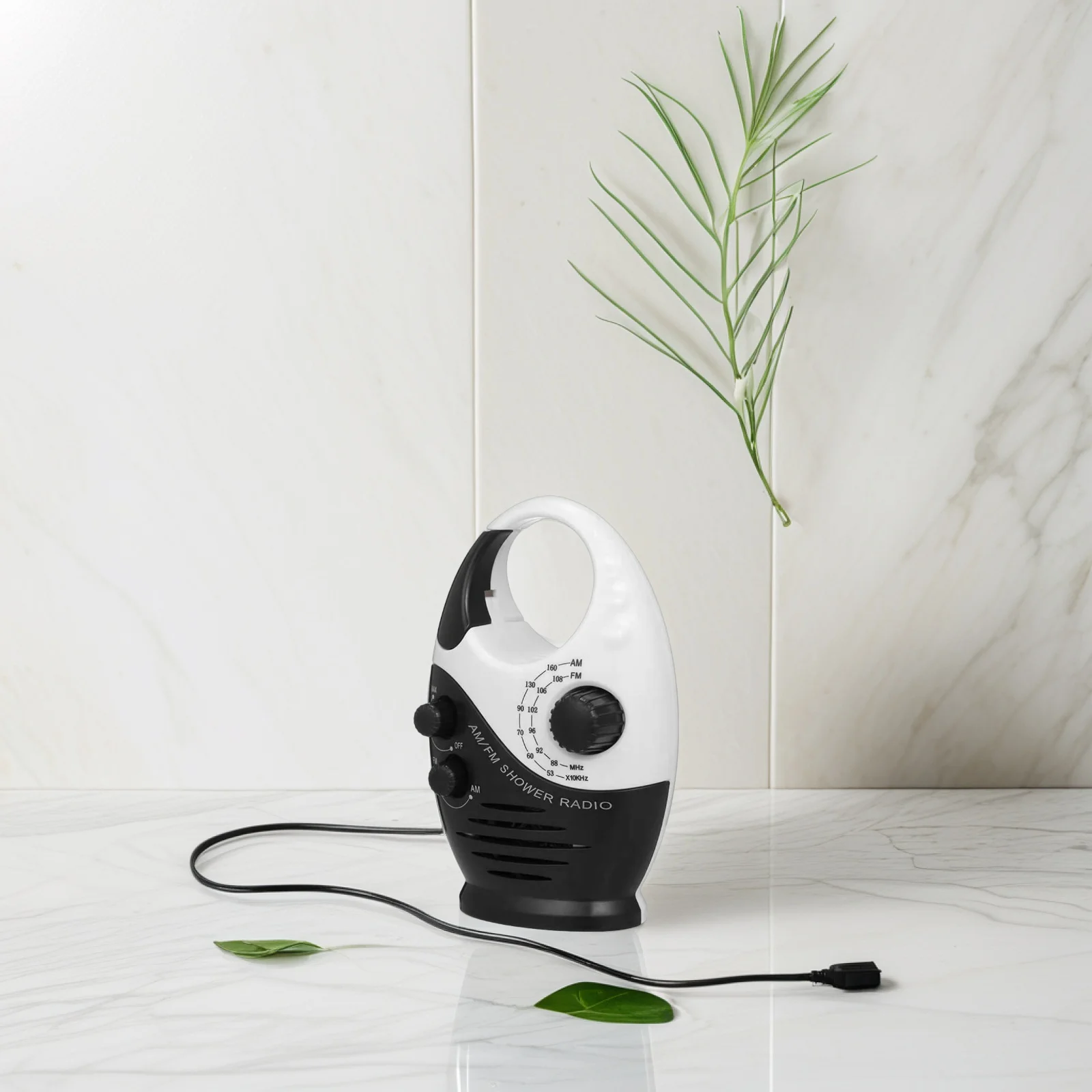방수 샤워 라디오 AM FM 전원 휴대용 스피커 후크 핸들 샤워룸 욕실 음악 플레이어 캠핑 라디오