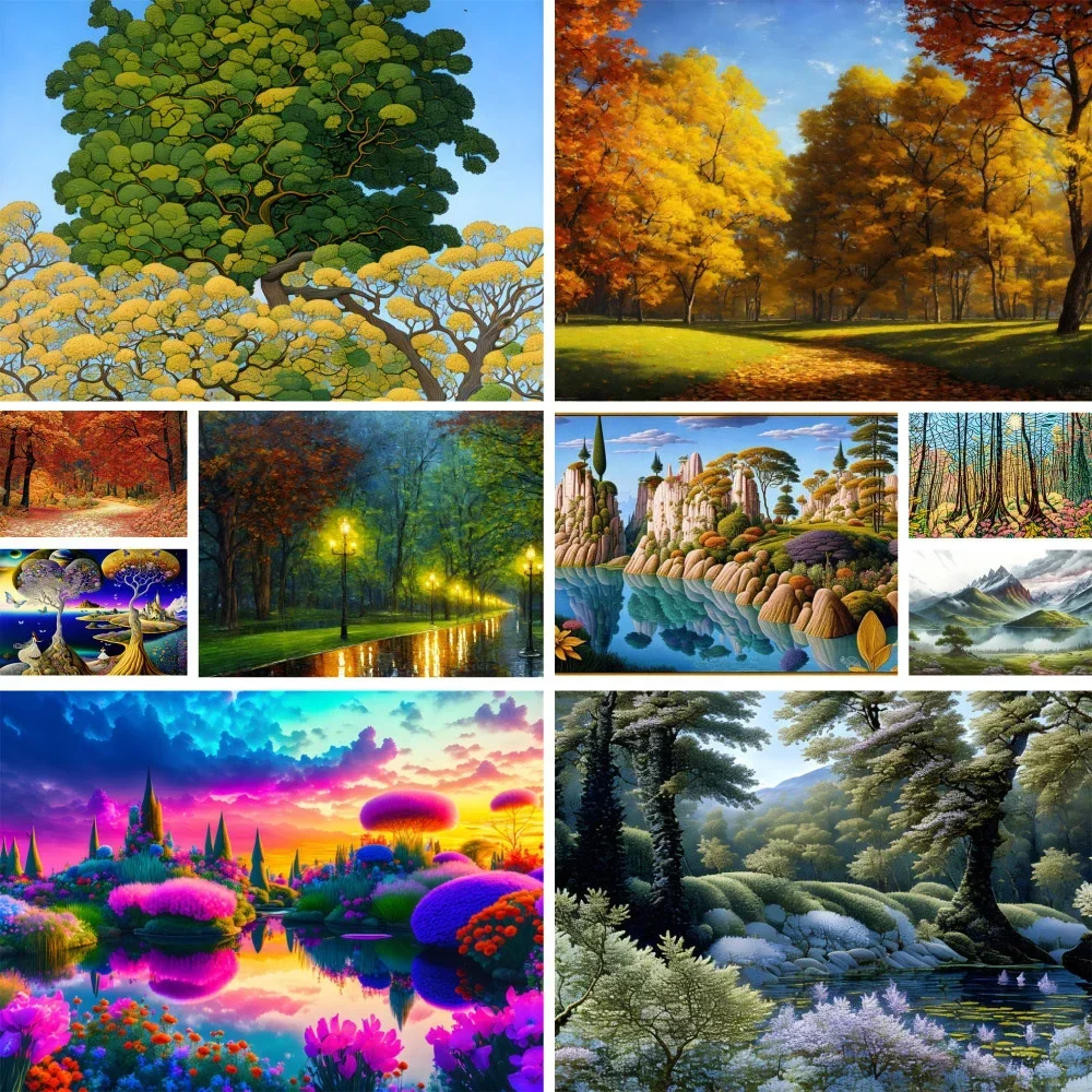 

287267 Fantasy Nature Landscape DIY Painting By Numbers Package Oil Paints 50*70 Canvas Painting Wall Decoration For Drawing