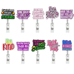 New Glitter Acrylic Comforting Words Retractable Brooch Badge Reel Telemetry Psychology Cardiology ID Card Nurse Badge Holder