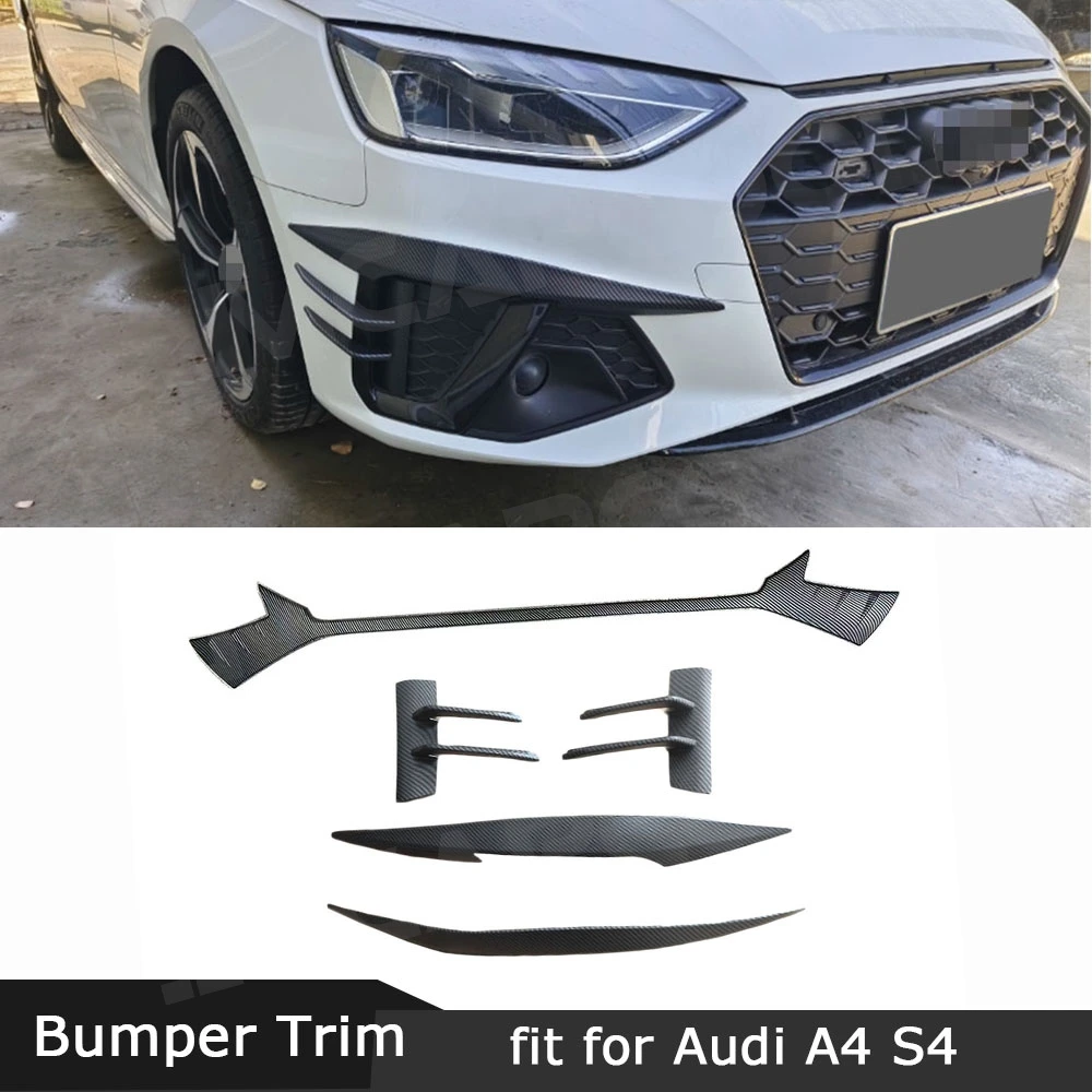 

Front Hood Trim spoiler For Audi A4 S4 2020-2024 Not Standard ABS Front Fog Light Eyebrow Fog Lights Spoiler Air Deflector Trims