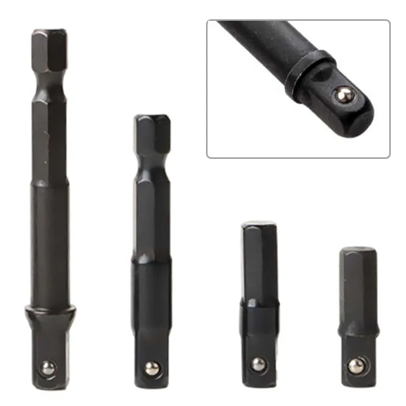 4Pcs/Set Impact Socket Adapter 1/4 Inch Shank Drill Bits Extension Rod Electric Drill Connecting Rods Power Tool Accessories
