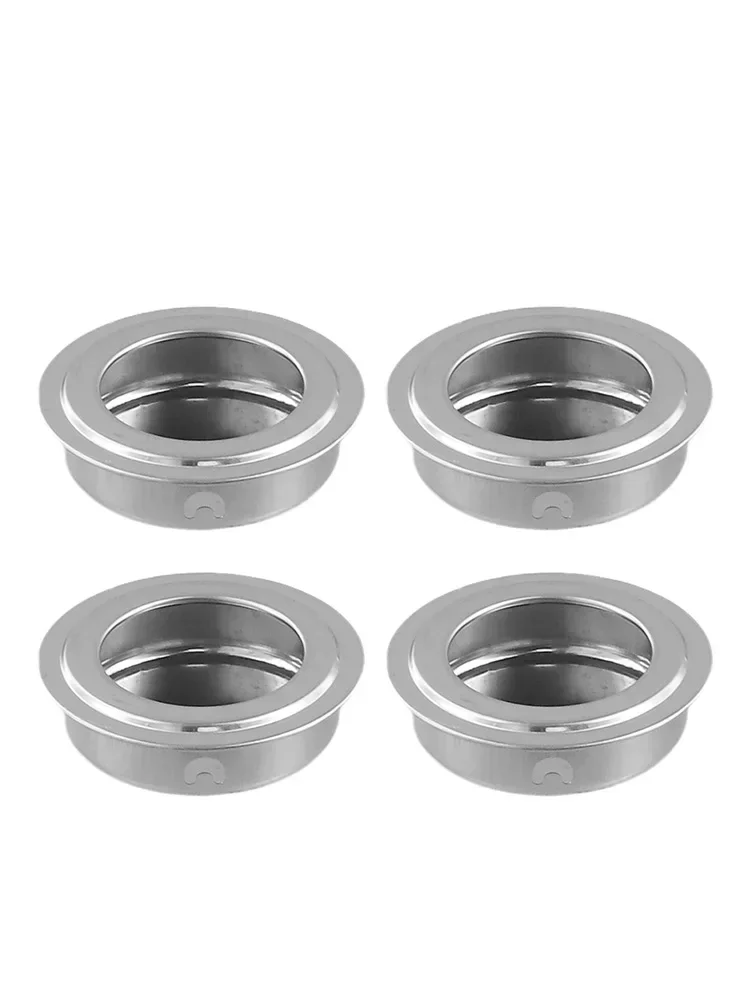 4pcs Stainless Steel Finger Insert Furniture Cabinet Handle Round Recessed Flush Drawers Sliding Door Wardrobe Pull Cupboard