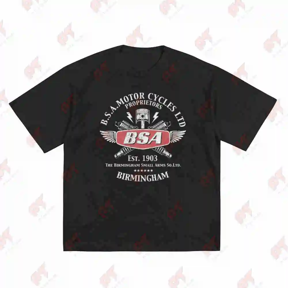 BSA Vintage Motorcycles Birmingham Est 1903 Short Sleeve Tee 100% Cotton T-Shirt