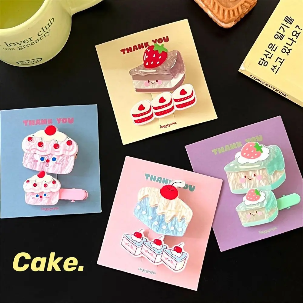 Cute Creative Funny Cherry Cake Hair Clip Cartoon Sweet Acrylic Bang Clip Fashion Korean Style Hairpins