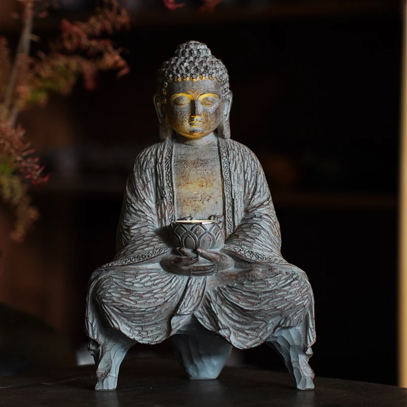 

Zen garden Buddha decoration solar lamp courtyard balcony resin crafts Buddha living room porch decoration art layout