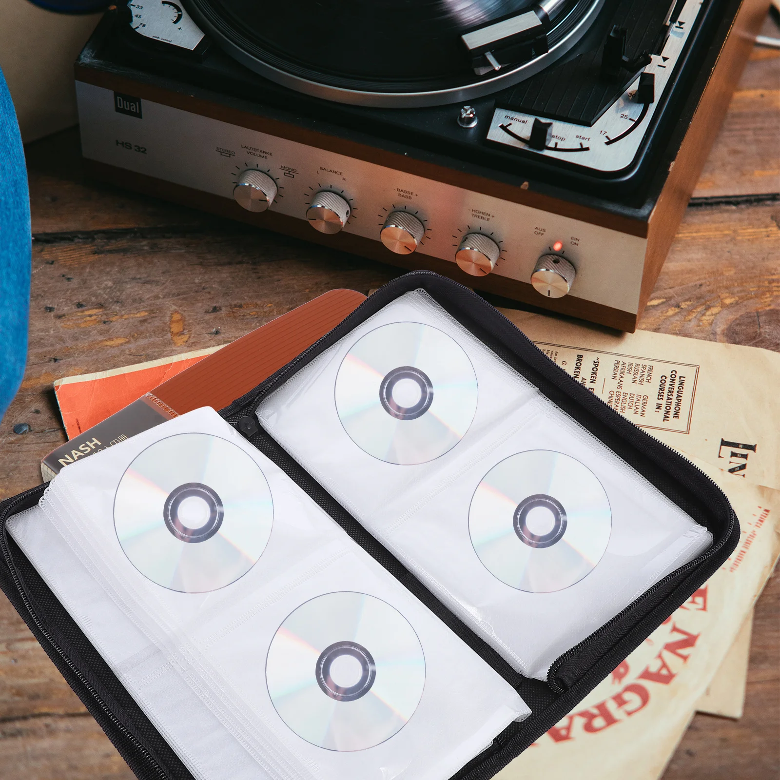 

Cd Storage Case Large Capacity Dvd Organizer Portable Disc Holder Zipper Closure Non-Woven For Travel Use