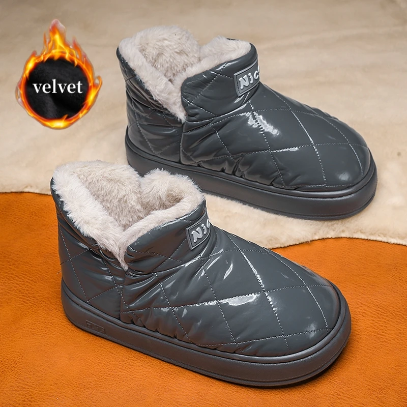 

Hot Winter Furry Ankle Boots For Man Comfortable Platform Warm Plush Boots Men Cotton Shoes Outdoor Waterproof Men's Snow Boots