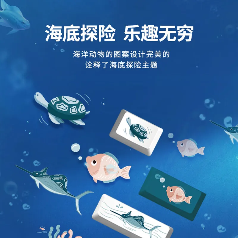 Ocean theme 21 keys supplementary keycap PBT material OEM height five-sided sublimation process personalized ESC